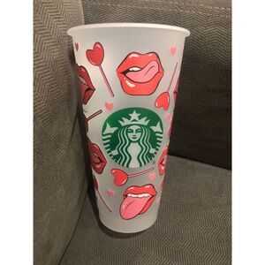 Starbucks Lips and Lollipops Cup Handmade